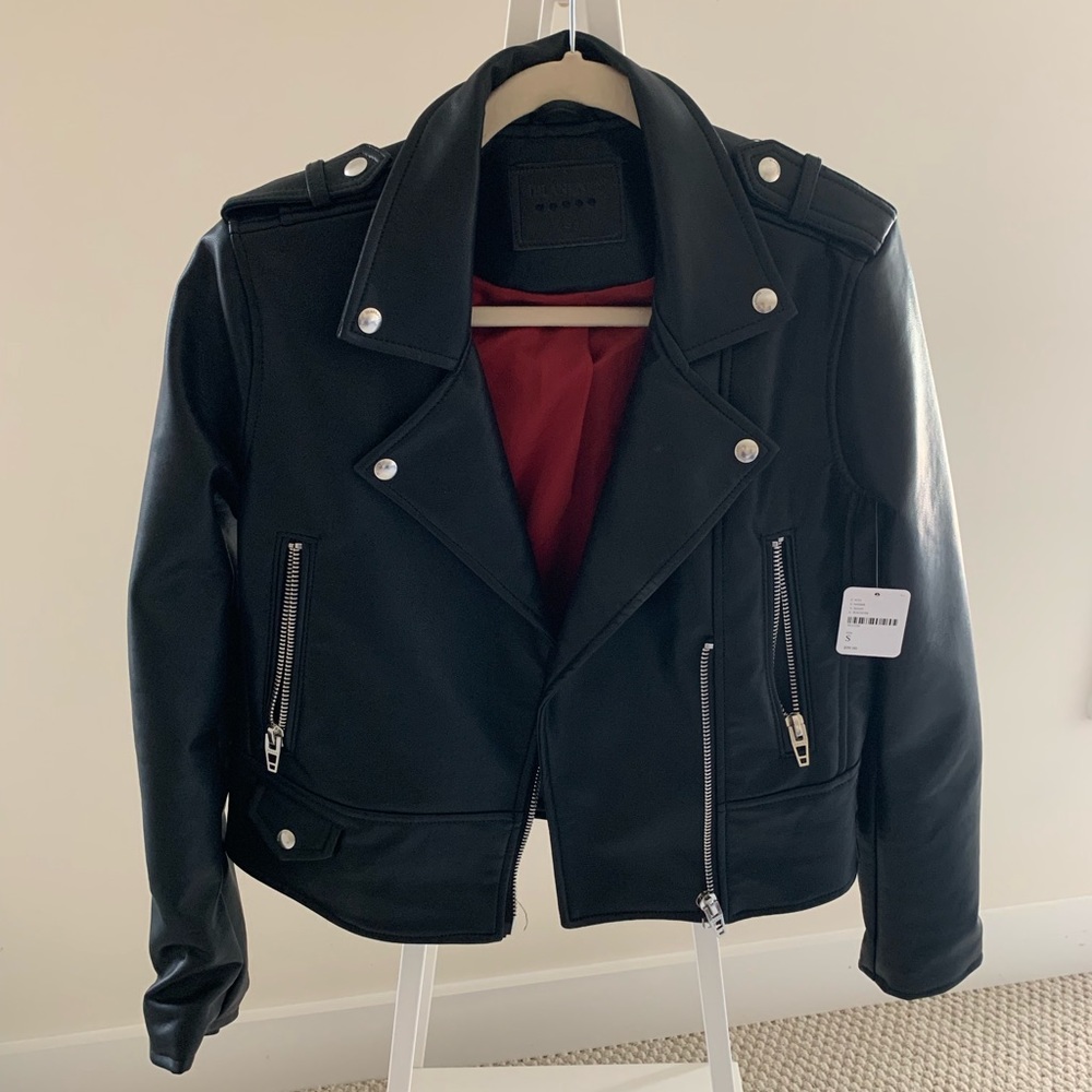 Free People Faux Leather Cropped Moto Jacket NWT